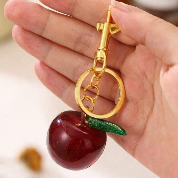 Elegant Red Apple Keychain 228 - Picture 2 of 4